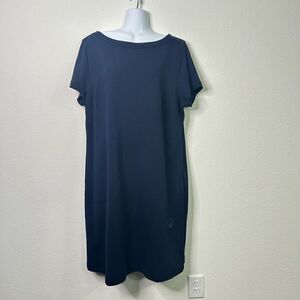 Talbots Navy Blue 100% Cotton Short Sleeve Shift Dress Women’s Size 1X